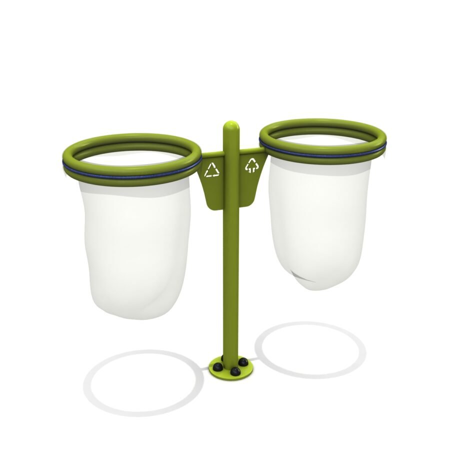 équipement de sport extérieur pour un parcours sportif : poubelle double