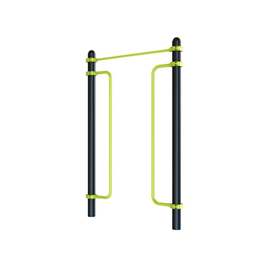 équipement de sport extérieur pour une aire de street workout : Double pole barre de traction PMR