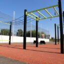 équipement de sport extérieur pour une aire de fitness : Double suspension du plateau ninja