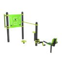 équipement de fitness pour senior : pédalier, twister, panneau de motricité