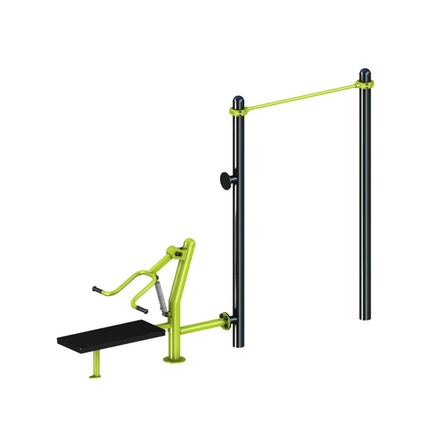 équipement de sport extérieur pour une aire de fitness outdoor : barre traction, chest press