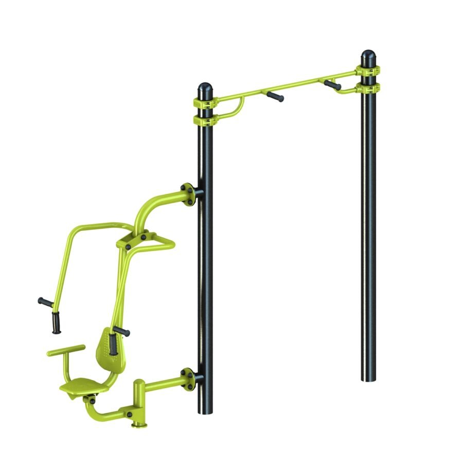 équipement de sport extérieur pour une aire de fitness outdoor : push, barre de traction poignée