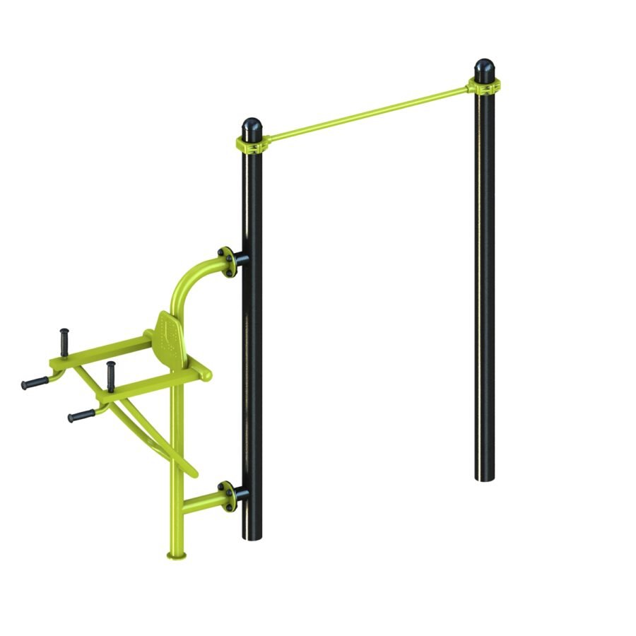 équipement de sport extérieur pour une aire de fitness outdoor : chaise romaine, barre de traction vue 2