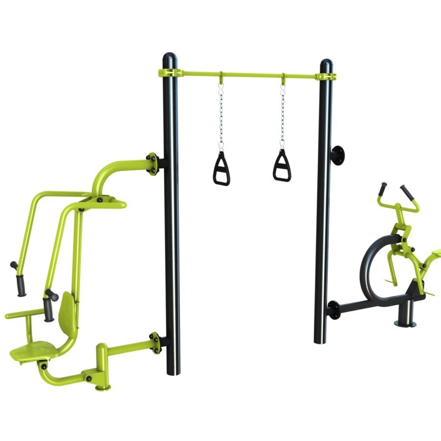 agrès de sport extérieur pour une aire de fitness outdoor : Push, TRX, cavalcade