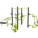 agrès de sport extérieur pour une aire de fitness outdoor : Chaise romaine, push, pull, chest press, TRX