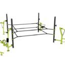 équipement de sport extérieur pour une aire de fitness outdoor : Ring, hack squat, chest press, multi press, crunch machine sport de combat