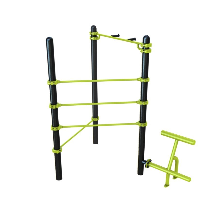 Station aire de fitness : Traction, espalier, barre de pompe, lombaire vue 4