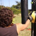 équipement de sport extérieur pour une aire de fitness outdoor : ballon double élastique