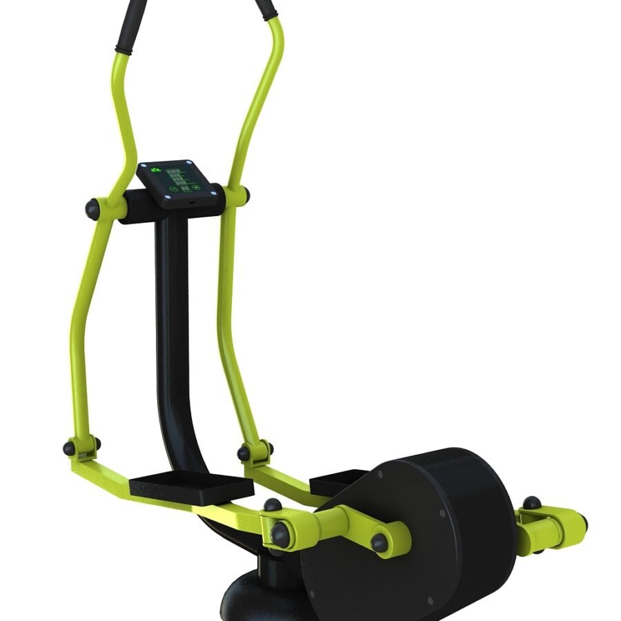 équipement de sport extérieur pour une aire de fitness outdoor : vélo elliptique chargeur r-pro écran