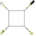 équipement de sport extérieur pour une aire de fitness outdoor : Ring, chest press, hack squat, crunch machine multi press.