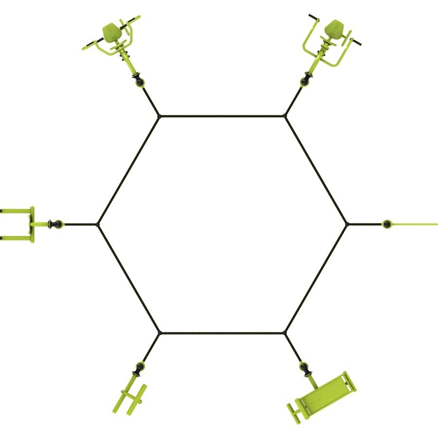 équipement de sport extérieur pour une aire de fitness outdoor : Ring, push, pull, barre traction, abdos, lombaire, chaise romaine