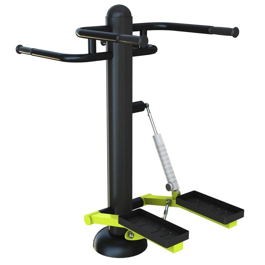 équipement de sport extérieur pour une aire de fitness outdoor : stepper dips piston freetness