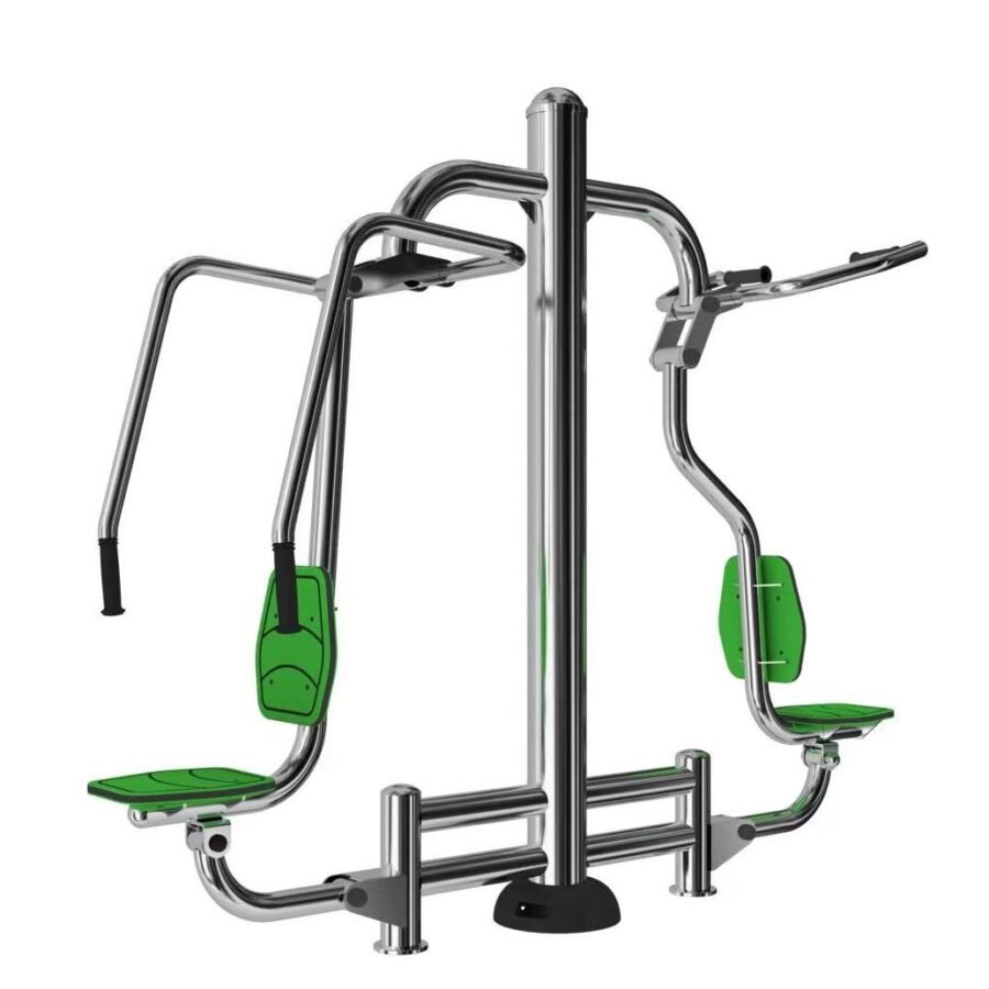 Agrès de sport extérieur en inox pour une aire de fitness outdoor : push pull inox
