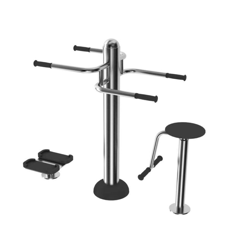 Agrès de sport extérieur en inox pour une aire de fitness outdoor : twister assis debout