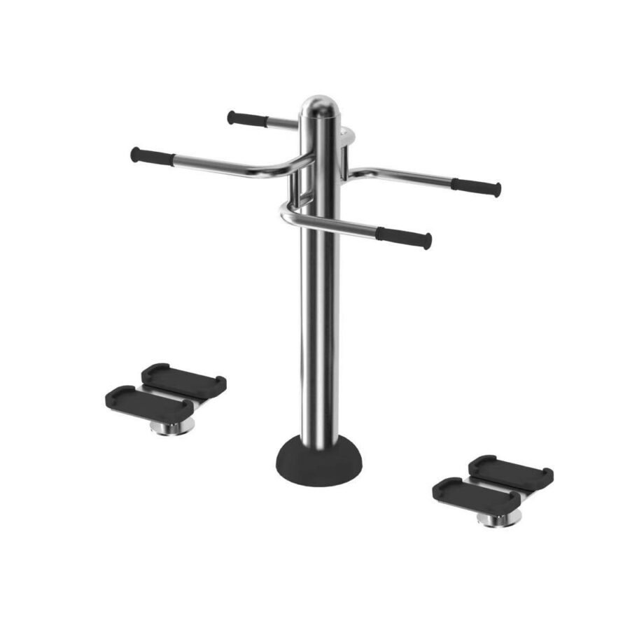 Agrès de sport extérieur en inox pour une aire de fitness outdoor : Double twister