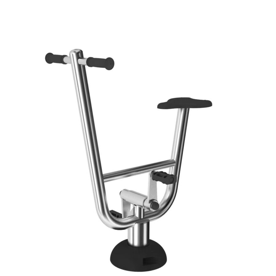 Agrès de sport extérieur en inox pour une aire de fitness outdoor : Vélo en inox