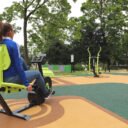 agrès de sport extérieur pour une aire de fitness : Vélo semi-allongé chargeur RPRO vue 2