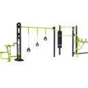 portique fitness street workout biceps curl, TRX, Sac de frappe, chaise romaine, battle rope