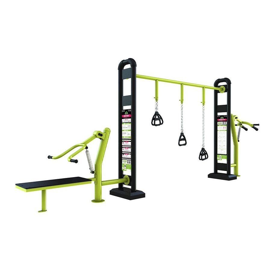 agrès de sport extérieur fitness : portique trx chest hack squat