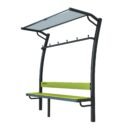 Vestiaire avec banc et abri pour une aire de fitness freetness
