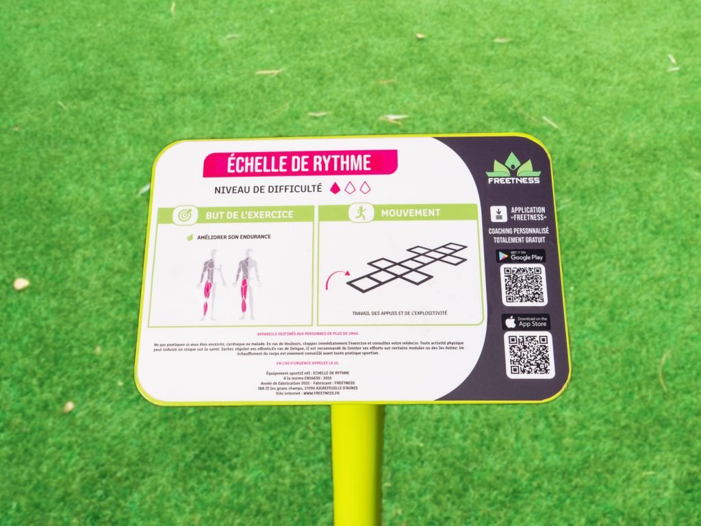 Notice des appareils de fitness : panneau d'information