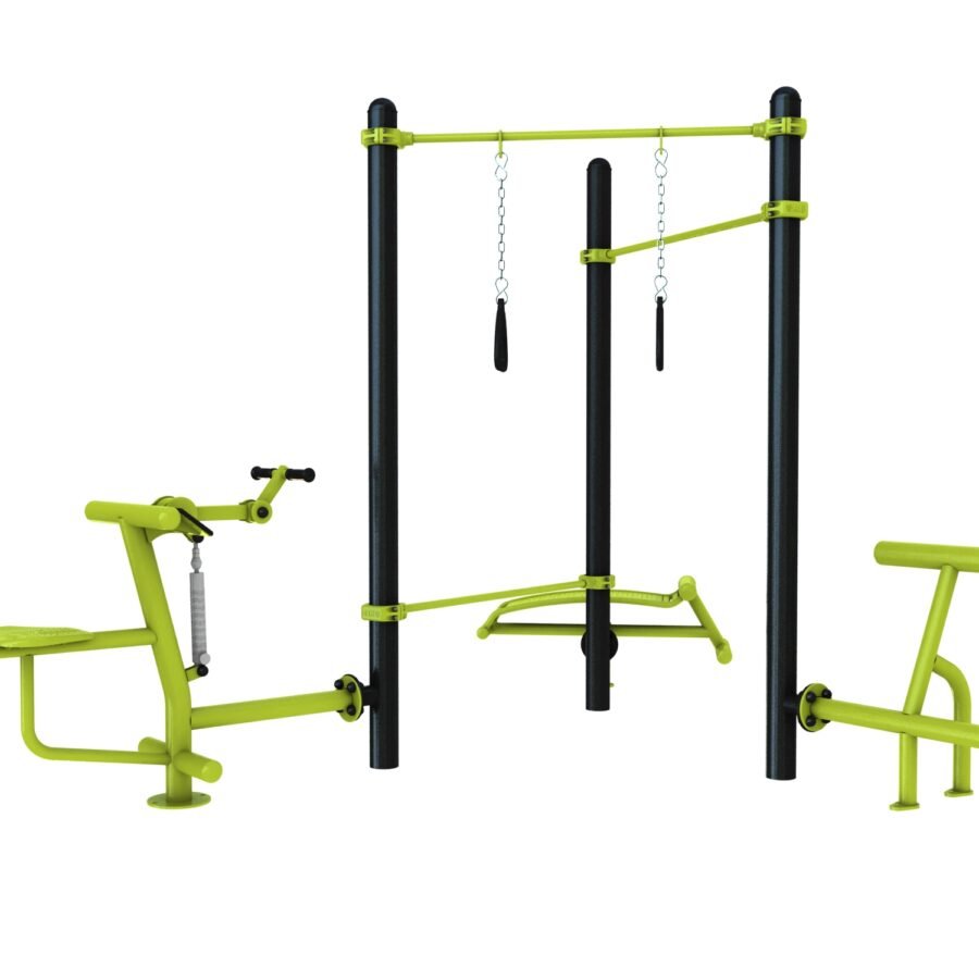 Station aire de fitness : Traction, TRX, barre de pompe, Biceps curl, lombaires, abdos vue 2