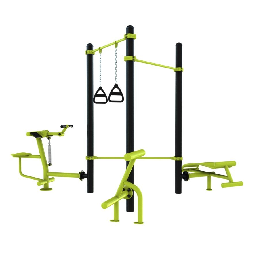 Station aire de fitness : Traction, TRX, barre de pompe, Biceps curl, lombaires, abdos vue 3
