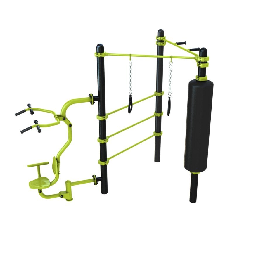 Station aire de fitness : Traction, TRX, Espalier, Sac de frappe, Pull vue 2
