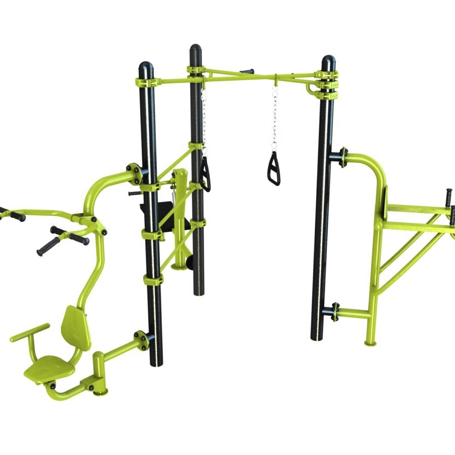 Station aire de fitness : Traction, espalier, TRX, Chest press, Chaise romaine, Pull vue 2