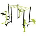 Station de fitness : Chest press, Cavalcade, Chaise romaine, Hack squat, Abdos, Pont horizontale, Barre traction
