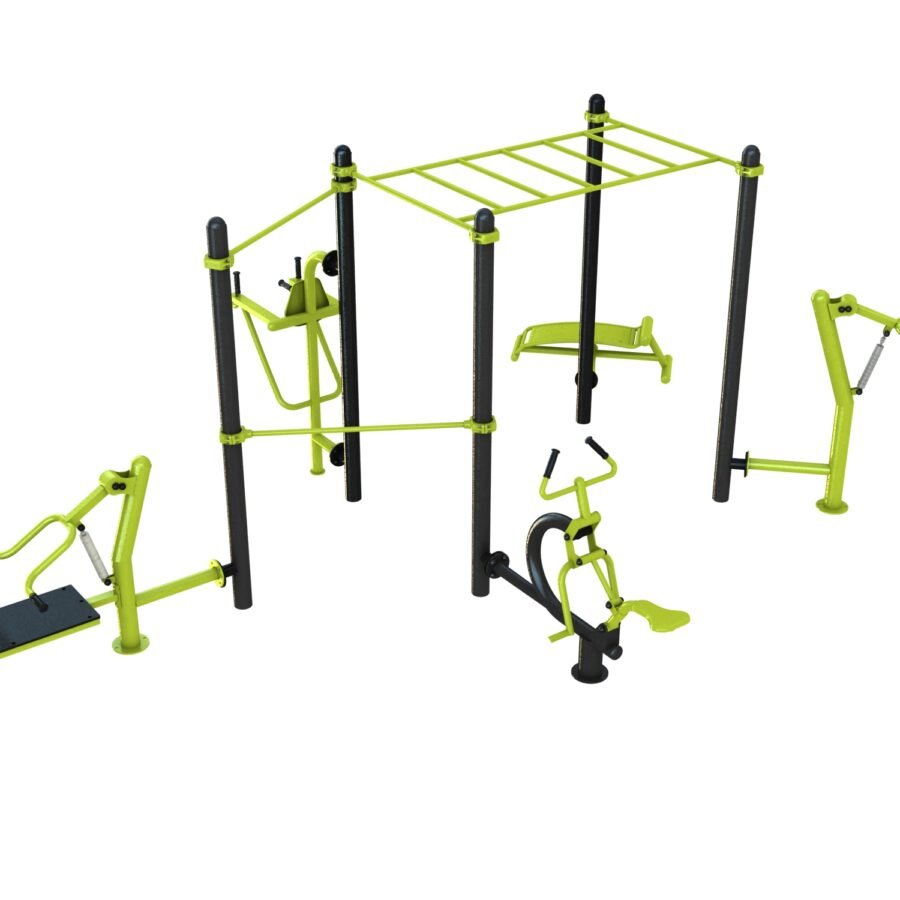 Station de fitness : Chest press, Cavalcade, Chaise romaine, Hack squat, Abdos, Pont horizontale, Barre traction vue 4